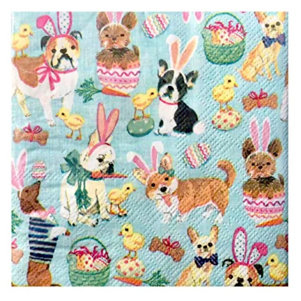 Clementine Paper Rabbit Ear Puppy Dogs Cocktail Beverage Napkins (621075)